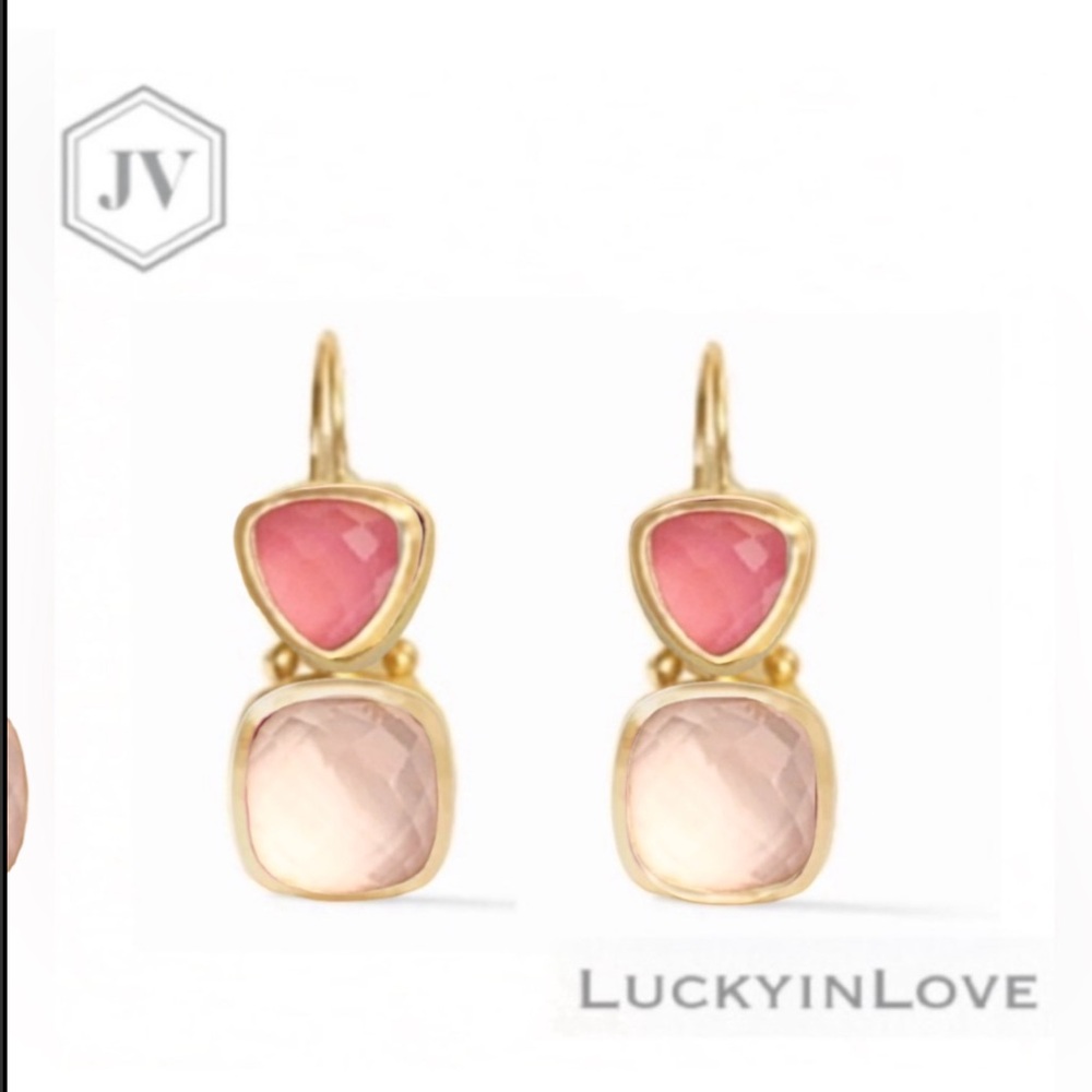 JULIE VOS® Aquitaine Wire Rare 2-tone IRIDESCENT CORAL & Peach Ice Drop Earrings